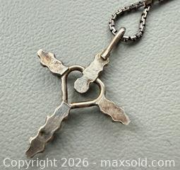 MaxSold Auction: Vintage 925 Silver Turquoise Cross Heart Necklace - Marked / Tested - Toronto (Ontario, Canada) PARTNER MANAGED Reseller Online Auction - Queen Street West