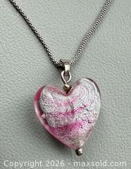 MaxSold Auction: Vintage Italian 925 Silver MURANO Art Glass Heart Pendant Necklace - Marked  - Toronto (Ontario, Canada) PARTNER MANAGED Reseller Online Auction - Queen Street West