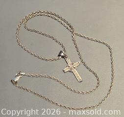 MaxSold Auction: Vintage Long Italian 925 Silver Cross Necklace - Marked  - Toronto (Ontario, Canada) PARTNER MANAGED Reseller Online Auction - Queen Street West