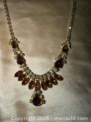MaxSold Auction: 14” choker Brown yellow stone, rhinestone & silver tone statement piece necklace  - Warwick Township (Pennsylvania, USA) SELLER MANAGED Estate Sale Online Auction -  Crocker Lane