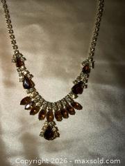 MaxSold Auction: 14” choker Brown yellow stone, rhinestone & silver tone statement piece necklace  - Warwick Township (Pennsylvania, USA) SELLER MANAGED Estate Sale Online Auction -  Crocker Lane
