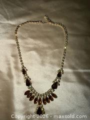 MaxSold Auction: 14” choker Brown yellow stone, rhinestone & silver tone statement piece necklace  - Warwick Township (Pennsylvania, USA) SELLER MANAGED Estate Sale Online Auction -  Crocker Lane