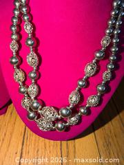 MaxSold Auction: 16” Double strand silver tone statement piece necklace  - Warwick Township (Pennsylvania, USA) SELLER MANAGED Estate Sale Online Auction -  Crocker Lane