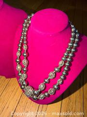 MaxSold Auction: 16” Double strand silver tone statement piece necklace  - Warwick Township (Pennsylvania, USA) SELLER MANAGED Estate Sale Online Auction -  Crocker Lane