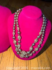 MaxSold Auction: 16” Double strand silver tone statement piece necklace  - Warwick Township (Pennsylvania, USA) SELLER MANAGED Estate Sale Online Auction -  Crocker Lane