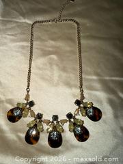 MaxSold Auction: 16” Really cool cheetah stone teardrop w yellow & white statement piece vintage necklace  - Warwick Township (Pennsylvania, USA) SELLER MANAGED Estate Sale Online Auction -  Crocker Lane