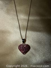 MaxSold Auction: 18” New pink stone heart pendant on silver necklace  - Warwick Township (Pennsylvania, USA) SELLER MANAGED Estate Sale Online Auction -  Crocker Lane