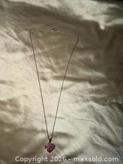 MaxSold Auction: 18” New pink stone heart pendant on silver necklace  - Warwick Township (Pennsylvania, USA) SELLER MANAGED Estate Sale Online Auction -  Crocker Lane