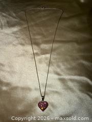 MaxSold Auction: 18” New pink stone heart pendant on silver necklace  - Warwick Township (Pennsylvania, USA) SELLER MANAGED Estate Sale Online Auction -  Crocker Lane