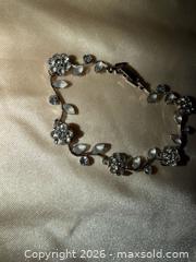 MaxSold Auction: 7” Beautiful silver tone floral stone bracelet  - Warwick Township (Pennsylvania, USA) SELLER MANAGED Estate Sale Online Auction -  Crocker Lane