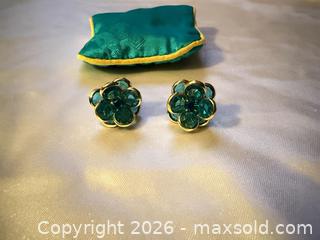 MaxSold Auction: Fun blue large crystal & gold tone earrings  - Warwick Township (Pennsylvania, USA) SELLER MANAGED Estate Sale Online Auction -  Crocker Lane