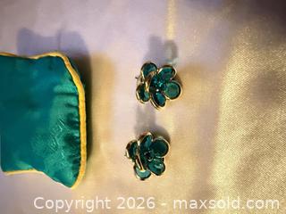 MaxSold Auction: Fun blue large crystal & gold tone earrings  - Warwick Township (Pennsylvania, USA) SELLER MANAGED Estate Sale Online Auction -  Crocker Lane