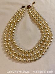 MaxSold Auction: Gorgeous VINTAGE 3 strand large pearl gold clasp necklace  - Warwick Township (Pennsylvania, USA) SELLER MANAGED Estate Sale Online Auction -  Crocker Lane
