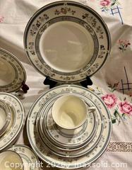 MaxSold Auction: MINTON PENROSE Dinner Set 28 pieces for 4 Persons Made in England Blue Silver White Colour - Toronto (Ontario, Canada) SELLER MANAGED Downsizing Online Auction - Weston Road (CONDO)