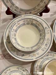 MaxSold Auction: MINTON PENROSE Dinner Set 28 pieces for 4 Persons Made in England Blue Silver White Colour - Toronto (Ontario, Canada) SELLER MANAGED Downsizing Online Auction - Weston Road (CONDO)