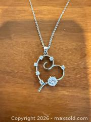 MaxSold Auction: Sterling Silver Heart Pendant Necklace with Cubic Zirconia, 16” - Toronto (Ontario, Canada) SELLER MANAGED Downsizing Online Auction - Weston Road (CONDO)