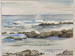 MaxSold Auction: Original Watercolor Seacoast by Joan Garrett - Campbell (California, USA) PARTNER MANAGED Estate Sale Online Auction - Dell Avenue