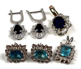 MaxSold Auction: Sterling Silver Earrings And Pendants with Glass Accents - Campbell (California, USA) PARTNER MANAGED Estate Sale Online Auction - Dell Avenue