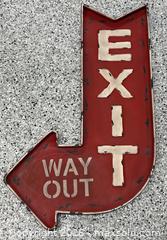 MaxSold Auction: Vintage Style Exit Arrow Sign for Man Cave - Campbell (California, USA) PARTNER MANAGED Estate Sale Online Auction - Dell Avenue