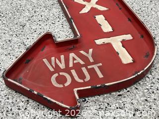 MaxSold Auction: Vintage Style Exit Arrow Sign for Man Cave - Campbell (California, USA) PARTNER MANAGED Estate Sale Online Auction - Dell Avenue