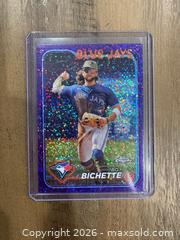MaxSold Auction: 2024 Topps Chrome Bo Bichette Purple Speckle Refractor #233/299 - Oshawa (Ontario, Canada) SELLER MANAGED Reseller Online Auction - Margaret Street
