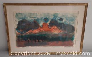 MaxSold Auction: Framed Signed Abstract Landscape Watercolor Painting 1970s - Toronto (Ontario, Canada) PARTNER MANAGED Reseller Online Auction - Queen Street West.