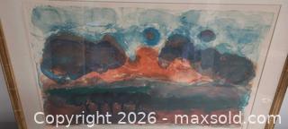 MaxSold Auction: Framed Signed Abstract Landscape Watercolor Painting 1970s - Toronto (Ontario, Canada) PARTNER MANAGED Reseller Online Auction - Queen Street West.