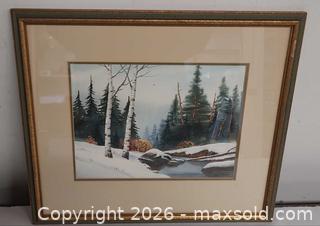 MaxSold Auction: Framed Watercolor Winter Landscape by Stan Glazar - Toronto (Ontario, Canada) PARTNER MANAGED Reseller Online Auction - Queen Street West.