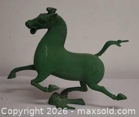 MaxSold Auction: LARGE Cast Bronze Decorative Horse Sculpture, Green Painted, 14+ in - Toronto (Ontario, Canada) PARTNER MANAGED Reseller Online Auction - Queen Street West.