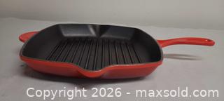 MaxSold Auction: Le Creuset 11in Square Red Enameled Cast Iron Grill Pan - Toronto (Ontario, Canada) PARTNER MANAGED Reseller Online Auction - Queen Street West.