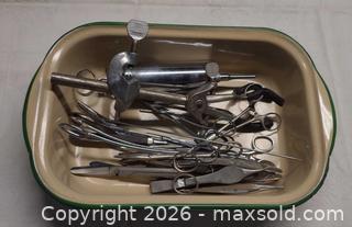 MaxSold Auction: Lot of ~20 Vintage Medical/Dental Surgical Instruments with Basin - Toronto (Ontario, Canada) PARTNER MANAGED Reseller Online Auction - Queen Street West.
