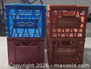 MaxSold Auction: Lot of 4 Plastic Milk/Storage Crates for holding records - Toronto (Ontario, Canada) PARTNER MANAGED Reseller Online Auction - Queen Street West.