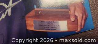 MaxSold Auction: Vince Carter Signed Photo Plaque — Eddie Gottlieb Trophy Text - Toronto (Ontario, Canada) PARTNER MANAGED Reseller Online Auction - Queen Street West.