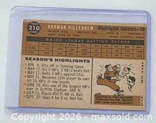 MaxSold Auction: 1960 Topps baseball card #210 Harmon Killebrew Washington Senators - Walworth (New York, USA) SELLER MANAGED Downsizing Online Auction - High St.