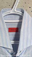 MaxSold Auction: Isaia Cotton Linen Pinstripe Button Up Shirt FITS Medium  - Markham (Ontario, Canada) SELLER MANAGED Downsizing Online Auction - Major Mackenzie Drive East