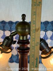 MaxSold Auction: Art Nouveau Double-Light Table Lamp with Textured Glass Shades, c. 1905–1915 - Hamilton (Ontario, Canada) SELLER MANAGED Estate Sale Online Auction - Gertrude Street