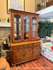 MaxSold Auction: Solid Maple Buffet with Hutch, Glass Doors & Mirrored Back - Pickering (Ontario, Canada) SELLER MANAGED Downsizing Online Auction -  Foleyet Crescent