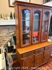 MaxSold Auction: Solid Maple Buffet with Hutch, Glass Doors & Mirrored Back - Pickering (Ontario, Canada) SELLER MANAGED Downsizing Online Auction -  Foleyet Crescent