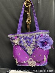 MaxSold Auction: Purple Embellished Shoulder Bag – Beaded Statement Handbag NEW - Campbell (California, USA) SELLER MANAGED Downsizing Online Auction - Dell Avenue 