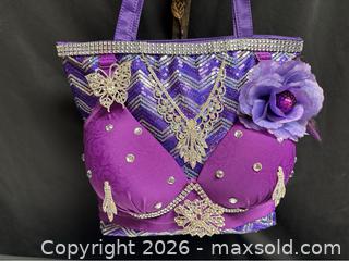 MaxSold Auction: Purple Embellished Shoulder Bag – Beaded Statement Handbag NEW - Campbell (California, USA) SELLER MANAGED Downsizing Online Auction - Dell Avenue 