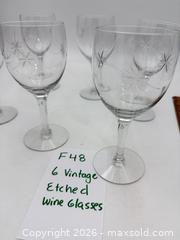 MaxSold Auction: Vintage Wine Glasses - Etched Star - Bremerton (Washington, USA) SELLER MANAGED Estate Sale Online Auction - Burwell Street