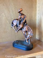 MaxSold Auction: Antique Bronze Look Western Cowboy & Horse Sculpture, Under 12 in - Surprise (Arizona, USA) PARTNER MANAGED Estate Sale Online Auction - W Tuscany Way