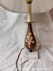MaxSold Auction: Circa 1950s Vintage Marble Base Table Lamp with Ceramic Floral Relief - St. Catharines (Ontario, Canada) SELLER MANAGED Reseller Online Auction - Winfield Court