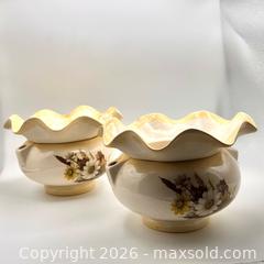 MaxSold Auction: Pair of Vintage African Violet Self-Watering Planters – Two Piece Cream Floral Pots - St. Catharines (Ontario, Canada) SELLER MANAGED Reseller Online Auction - Winfield Court