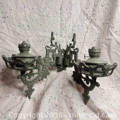 MaxSold Auction: Vintage Cast Iron Two-Arm Wall Mount Oil Lamp / Candle Holder - St. Catharines (Ontario, Canada) SELLER MANAGED Reseller Online Auction - Winfield Court