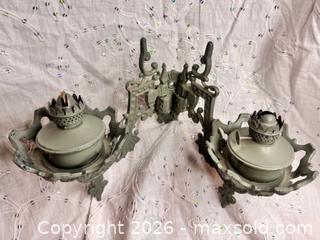 MaxSold Auction: Vintage Cast Iron Two-Arm Wall Mount Oil Lamp / Candle Holder - St. Catharines (Ontario, Canada) SELLER MANAGED Reseller Online Auction - Winfield Court