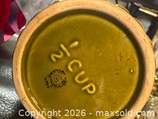 MaxSold Auction: Vintage Olive Green Ceramic Measuring Pitcher - 1/2 Cup 1960s Japan - St. Catharines (Ontario, Canada) SELLER MANAGED Reseller Online Auction - Winfield Court