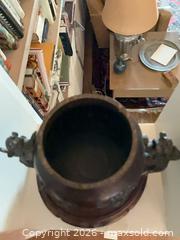 MaxSold Auction: Asian/Chinese Incense Burner with Foo Dog Handles, Lid & Wooden Base - Los Angeles (California, USA) PARTNER MANAGED Estate Sale Online Auction - Thurston Circle