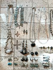 MaxSold Auction: Assorted Mixed Silver & Metal Jewelry Lot — Necklaces, Earrings, Rings - Los Angeles (California, USA) PARTNER MANAGED Estate Sale Online Auction - Thurston Circle