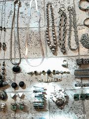 MaxSold Auction: Assorted Mixed Silver & Metal Jewelry Lot — Necklaces, Earrings, Rings - Los Angeles (California, USA) PARTNER MANAGED Estate Sale Online Auction - Thurston Circle